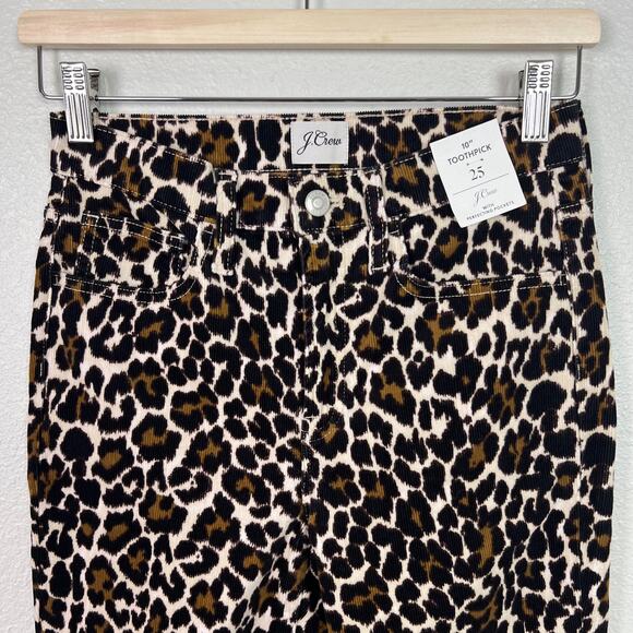 J. Crew Women's 10" Toothpick Corduroy Leopard Animal Print Jeans Size 25 NWT - Picture 3 of 9